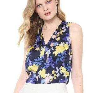 BR Petite Sleeveless Blouse – Blue & Yellow Floral
